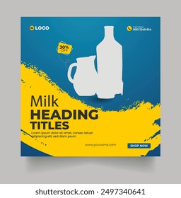  Fresh organic milk product sale social media post, web banner template design