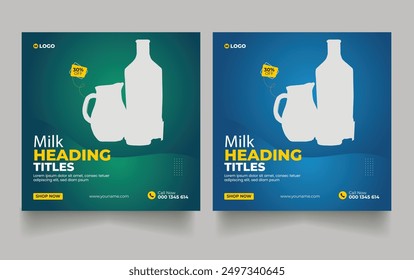  Fresh organic milk product sale social media post, web banner template design