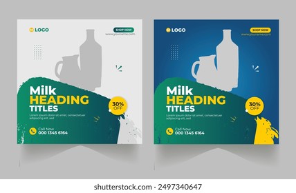  Fresh organic milk product sale social media post, web banner template design