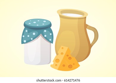 Fresh organic milk products set 