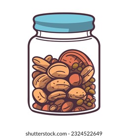 Fresh organic nuts jar illustration icon isolated