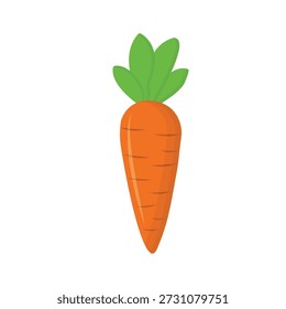 Una Ilustración vectorial de zanahoria de naranja orgánica fresca con hojas verdes y una raíz cruda aislada en blanco para un diseño saludable de comida vegetariana y nutrición