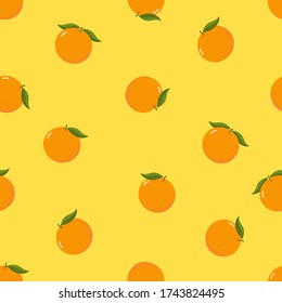 Fresh organic orange seamless pattern. Cute fruit background. -Vector