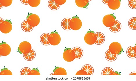 Fresh organic orange seamless pattern. Cute healthy fruit and high vitamin C background