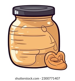 Fresh organic peanut butter in jar icon isolated