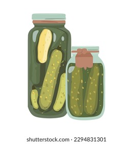 Fresh organic pickled vegetables in a glass jar icon isolated