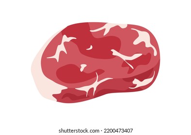 Fresh organic raw meat vector, fresh meat vector, organic food vector on white background, food top view vector, raw beef on white background, raw meat top view, flat design of raw pork steak.