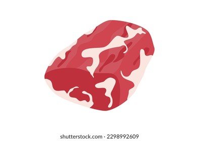 Fresh organic raw meat vector, fresh meat vector, organic food vector on white background, food top view vector, raw beef on white background, raw meat top view, flat design of raw pork steak.