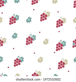 Fresh Organic Red Grapes Vector Graphic Seamless Pattern can be use for background and apparel design
