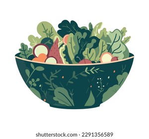 Fresh organic salad with healthy vegetarian ingredients icon