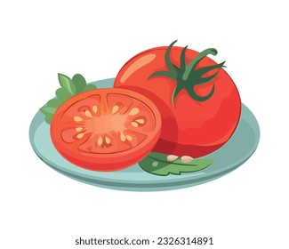 Fresh organic tomato slice, a healthy gourmet meal icon isolated