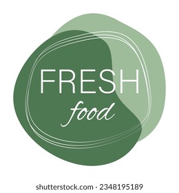 Fresco, orgánico, vegano, libre de gluten, respetuoso con el medio ambiente, cultivado localmente, pegatina de comida saludable. Etiqueta y etiqueta del logo de comida vegana.