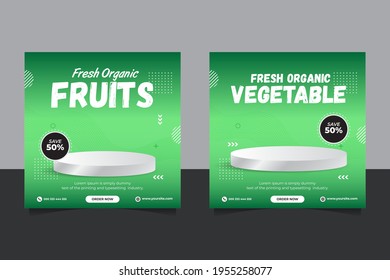 Fresh organic vegetable delivery social media post template