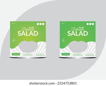 Fresh organic vegetable delivery social media post template. Fresh and delicious fruit social media post design template