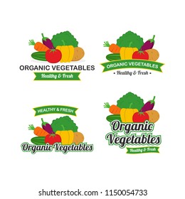Fresh Organic Vegetables Logo Design Vector Set