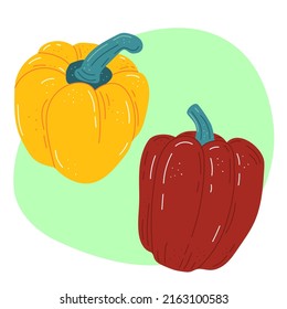 Verduras y pimienta orgánicas frescas. Ilustración vectorial, Alimentación vegetariana saludable
