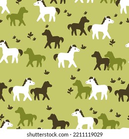 Fresh Outdoor Nature Horse Ranch Vector Graphic Art Seamless Pattern can be use for background and apparel design