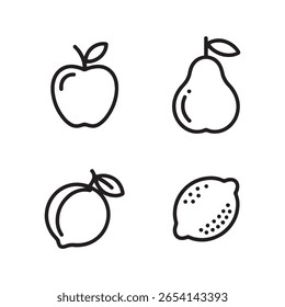Fresh Outline Fruit Icons Set
