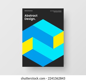 Fresh pamphlet A4 vector design template. Colorful mosaic hexagons corporate identity layout.