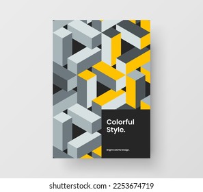 Fresh pamphlet vector design concept. Multicolored geometric shapes corporate brochure layout.
