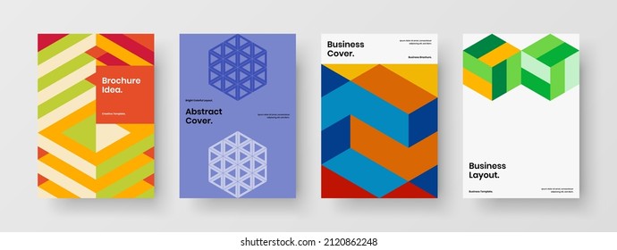 Frische Pamphlet Vektordesign Template Bundle. Reinigen Sie das geometrische Sechseckfliegerkonzept.