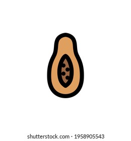 Fresh Papaya Fruit Color Outline Style Icon Logo Vector Illustration.
