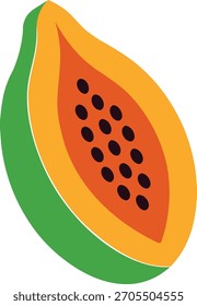 Ein frisches Papaya-Stück Vektorkunst