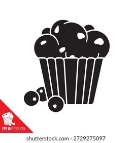 Fresh pastry and blueberries vector icon for Blueberry Muffin day on July 11