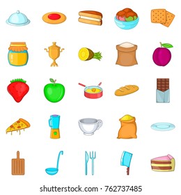 Fresh pastry icons set. Cartoon set of 25 fresh pastry vector icons for web isolated on white background
