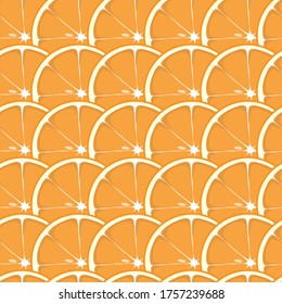 The fresh pattern. Pattern with oranges. Orange slices. Vector pattern.