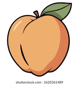 fresh peach fruit healthy food flat color vector illustration template design