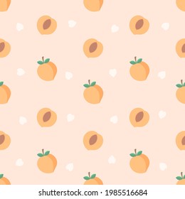 Fresh Peach Fruit Seamless Pattern