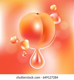 Fresh peach fruit vector. Realictyc image.