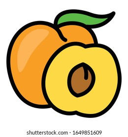 Fresh peach icon. Outline fresh peach vector icon for web design isolated on white background