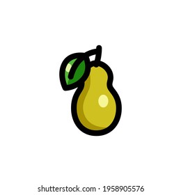 Fresh Pear Fruit Color Outline Style Icon Logo Vector Illustration.

