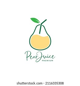 fresh pear fruit juice logo design, vector graphic symbol icon illustration