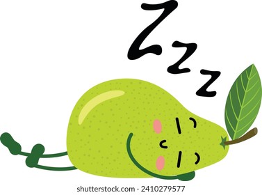 Fresh pear funny mascot sleeping
