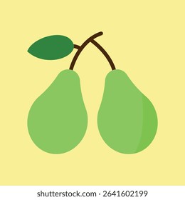 Fresh pear icon in cartoon color style for fun food or children’s health tools.

