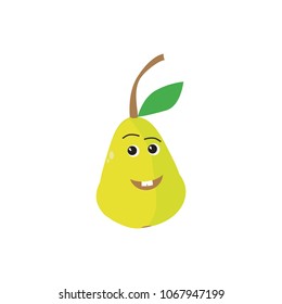Fresh pear icon vector illustration. Green pear icon. Happy pear.