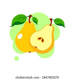 Icono de pera fresca ilustración vectorial. pera amarilla aislada en fondo blanco. Ilustración plana.