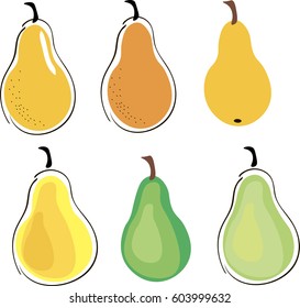 Fresh pear icon vector illustration. Green,yellow pear icon. Pear icon clipart.