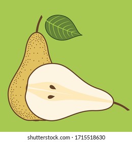 Fresh Pear isolated. Flat style vector illustration.