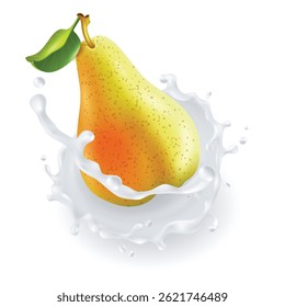 Fresh Pear with Milk Splash