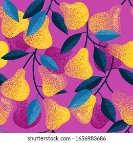 Fresh pear seamless pattern illustration