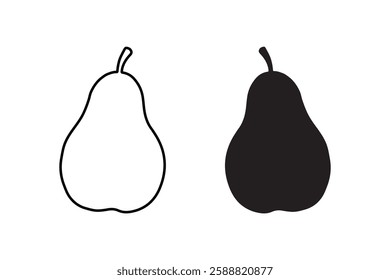 Fresh Pear Vector Icon – Minimal and Modern Fruit Illustration. Juicy Pear Icon in Flat and Outline Style for Digital Use. Organic Green Pear Vector – Healthy Food and Nutrition Symbol