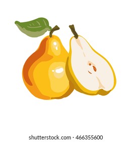 Vector de pera fresca Ilustración. Aislado en blanco. Estilo de caricatura.