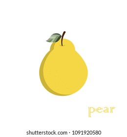 fresh pear white background, summer fruit, vegan food, Design for textiles, labels, posters. Vector illustration.