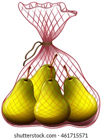 Fresh pears in bag illustration