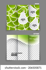 Fresh pears food design pattern for tri-fold brochure