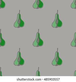 Fresh pears on a grey background. Seamless pattern. Seamless texture. Vector. Fabric. Packing.